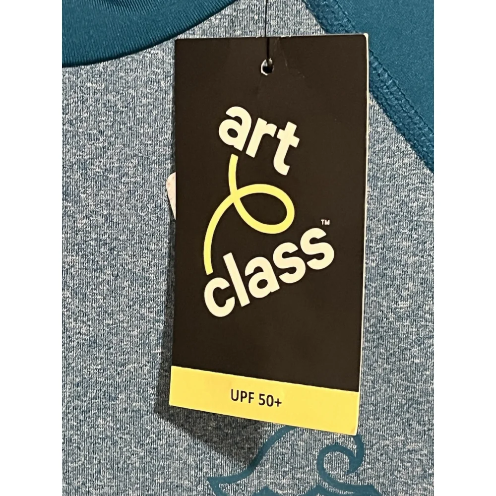 Art Class Boys Swim Shirt Teal Long Sleeve Size M 8 Plus
